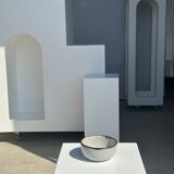 Small white glazed ceramic bowl black edges