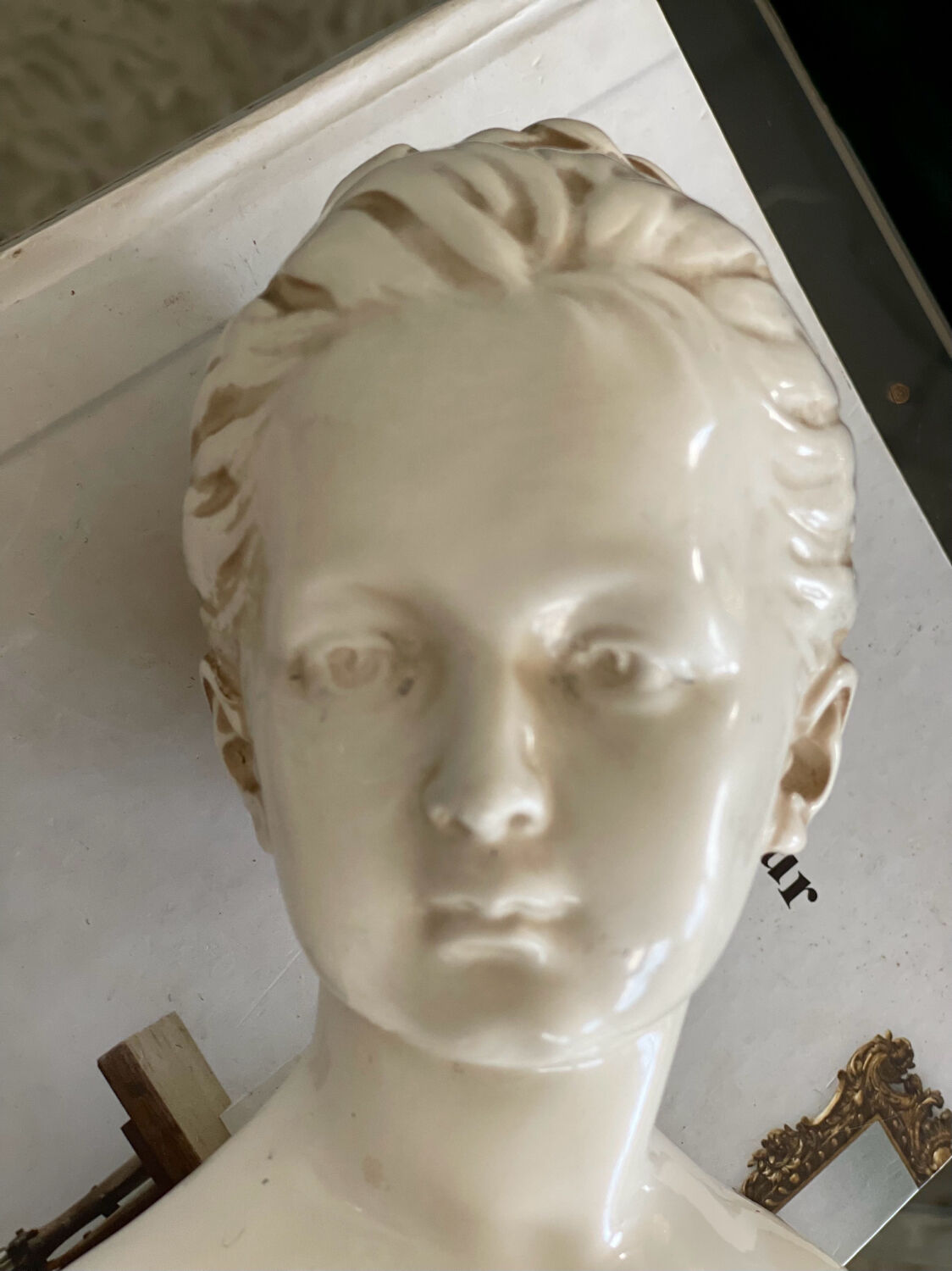 Glazed terracotta bust