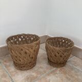 Vintage woven wicker plant pot cover