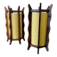 Pair of brutalist table lamps, wood & parchment, France, 1970s