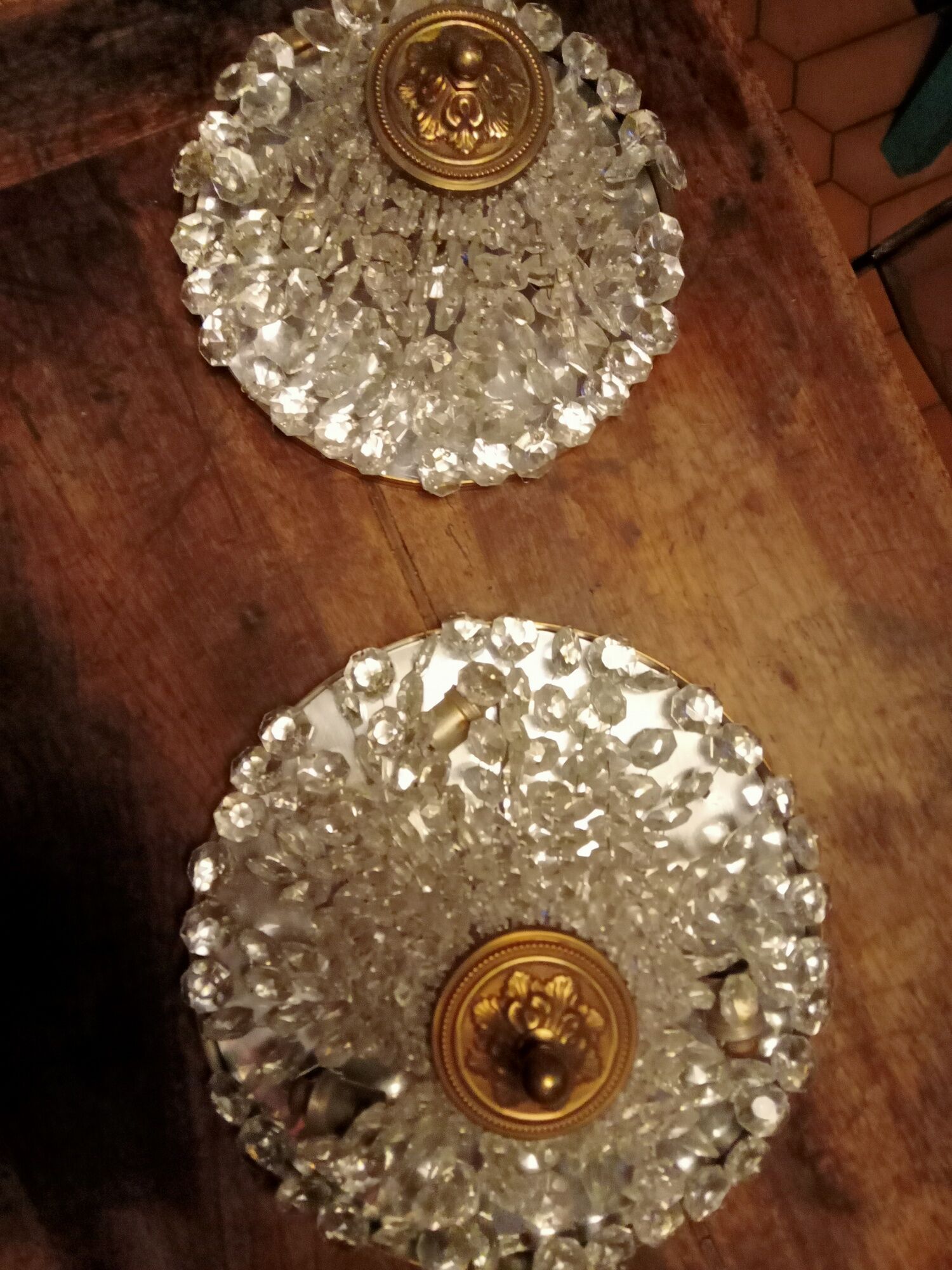 Two ceiling lamps with grapevines