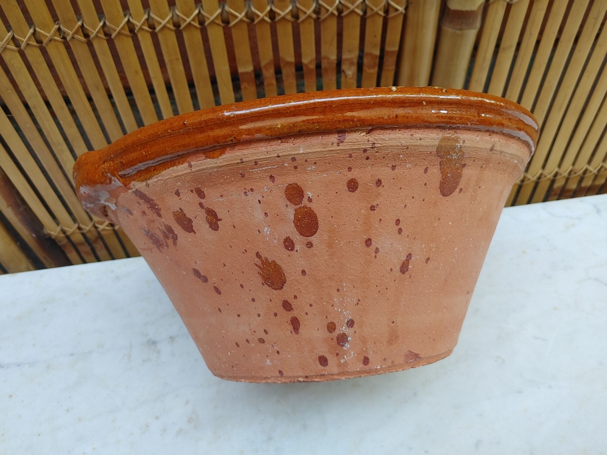 Ancient provençal tian in varnished terracotta - ø 34/35.5 cm