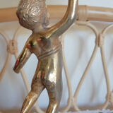 Bedside lamp, table, cherub in gilded brass