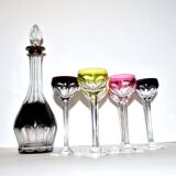 Carafe et 6 verres à liqueur Saint-Louis Bristol Joseph overlay cristal doublé