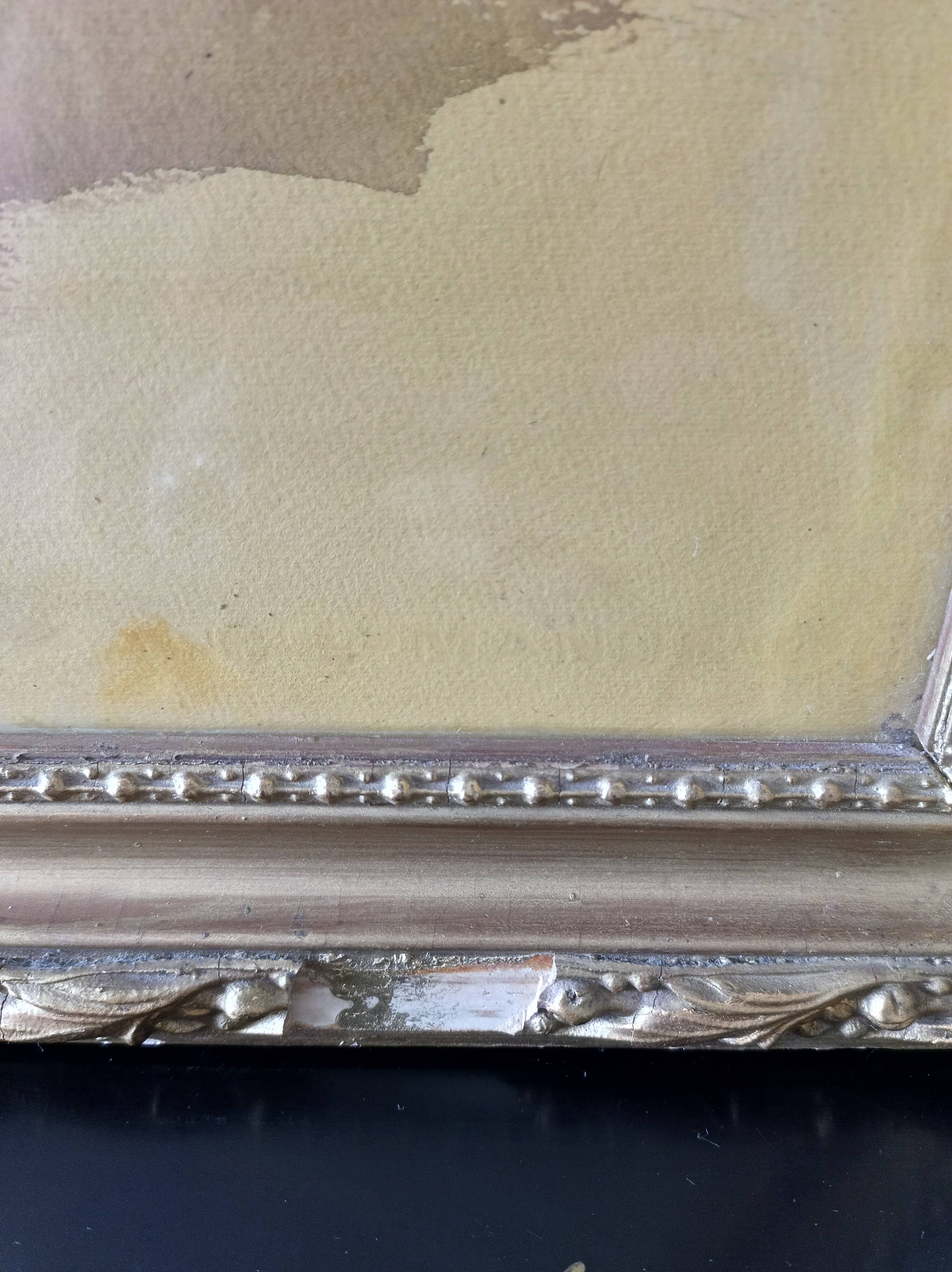 Painting framed under glass