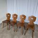 Chaises de salle à manger en bois tyrolien vintage - Style ferme des années 1970 - Ensemble de 4