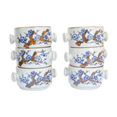 6 stoneware bowls floral motifs