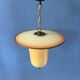 Vintage 1950s glass and brass pendant light.