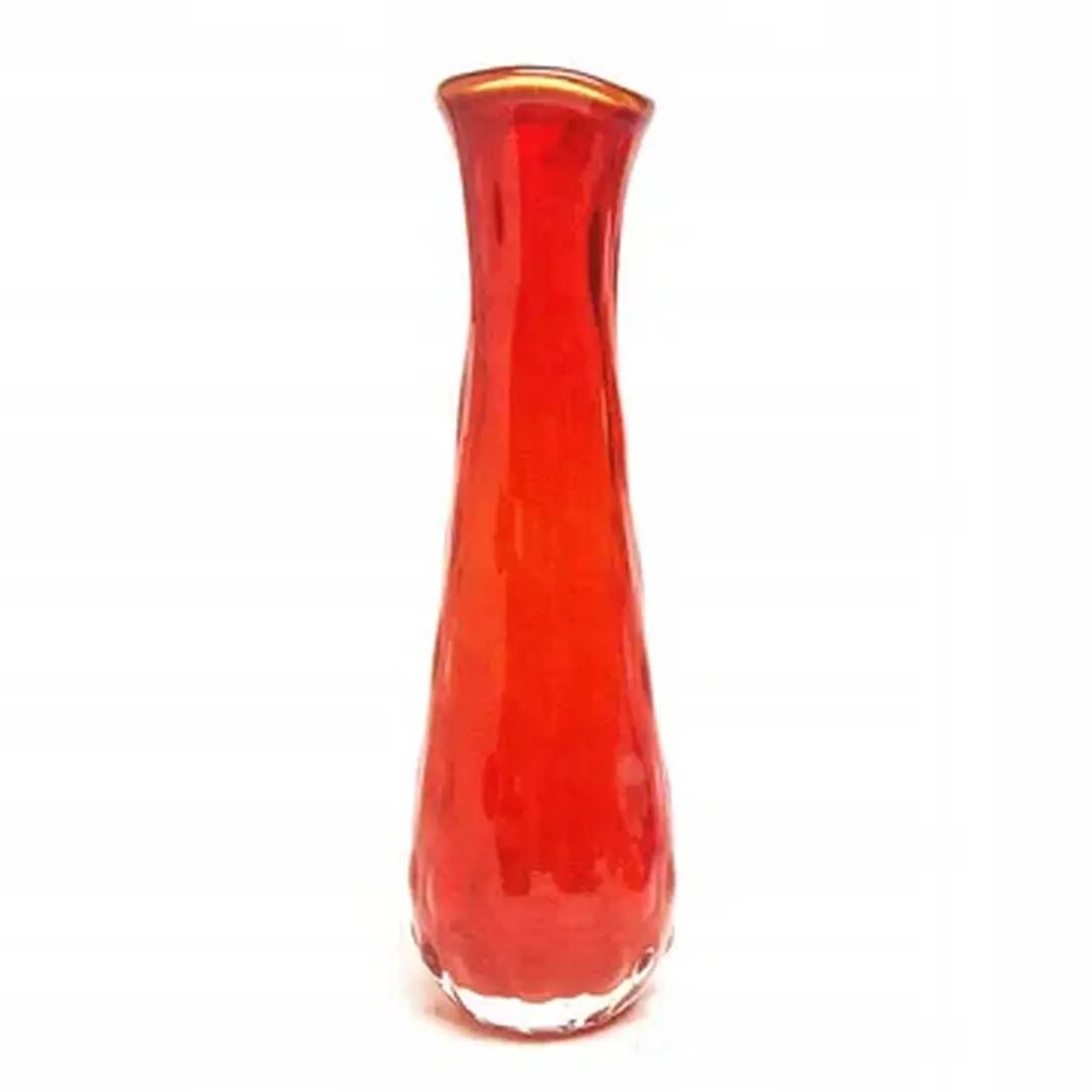 Bean vase, mid-century modern, red glass, Ząbkowice, Poland, 1970s