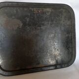 Large Napoleon III tray in black metal painted with floral decoration. 72x57 cm Good condition B795