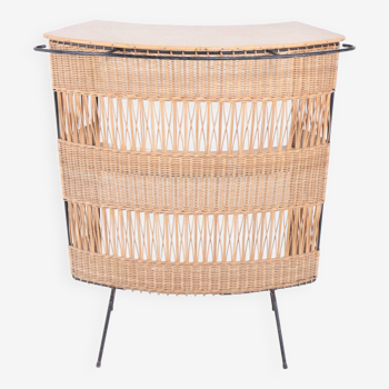 Vintage rattan and metal bar, 1960s