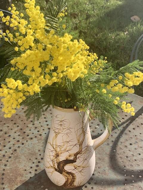 Vase, enameled ceramic jug, chiseled tree motif, west germany vintage 1970, numbered 3047