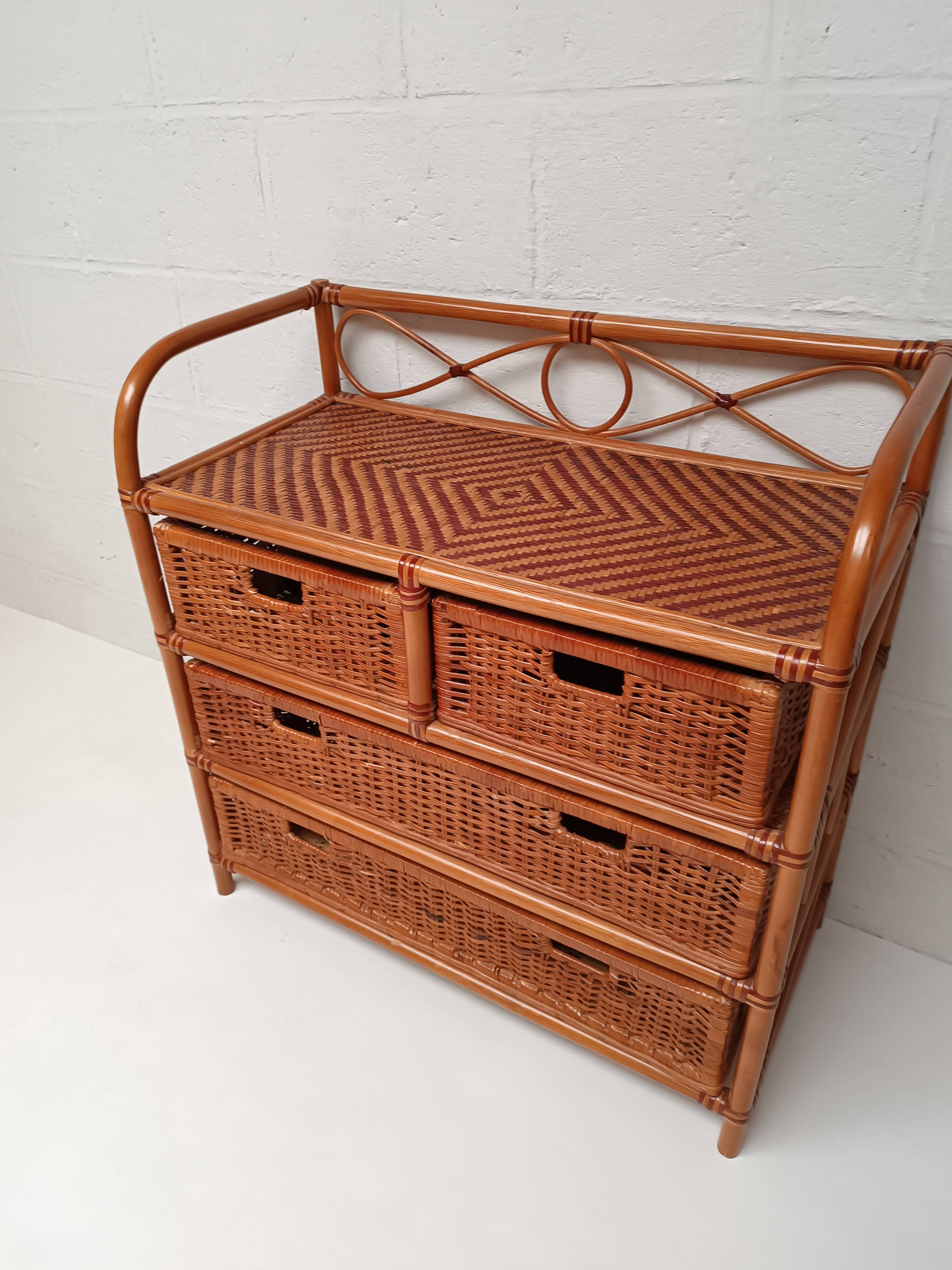 Commode rotin et bambou