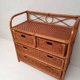 Rattan and bamboo chest of drawers