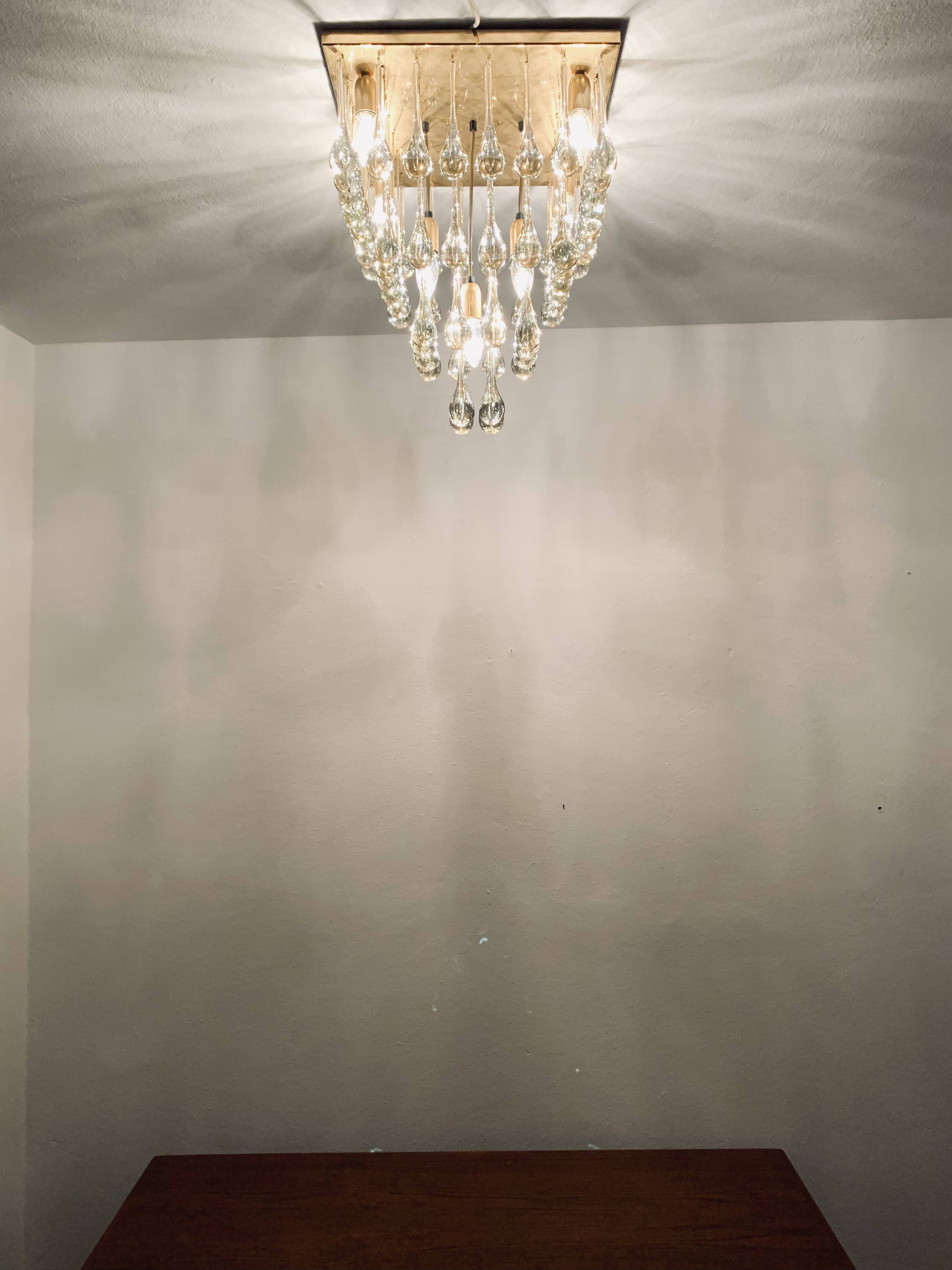 Chandelier en verre Flush par Ernest Palme