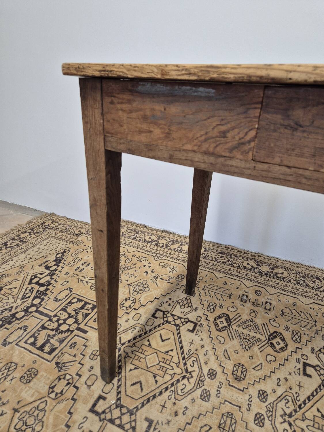 Rustic farmhouse table/desk in solid oak and antique fir 1950s