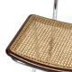 Ensemble de 4 chaises vintage à accoudoirs en chrome, bois et paille de Vienne, années 1970.