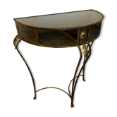 Vintage Regency Black and Gold Metal Console Hall Table, 1960s