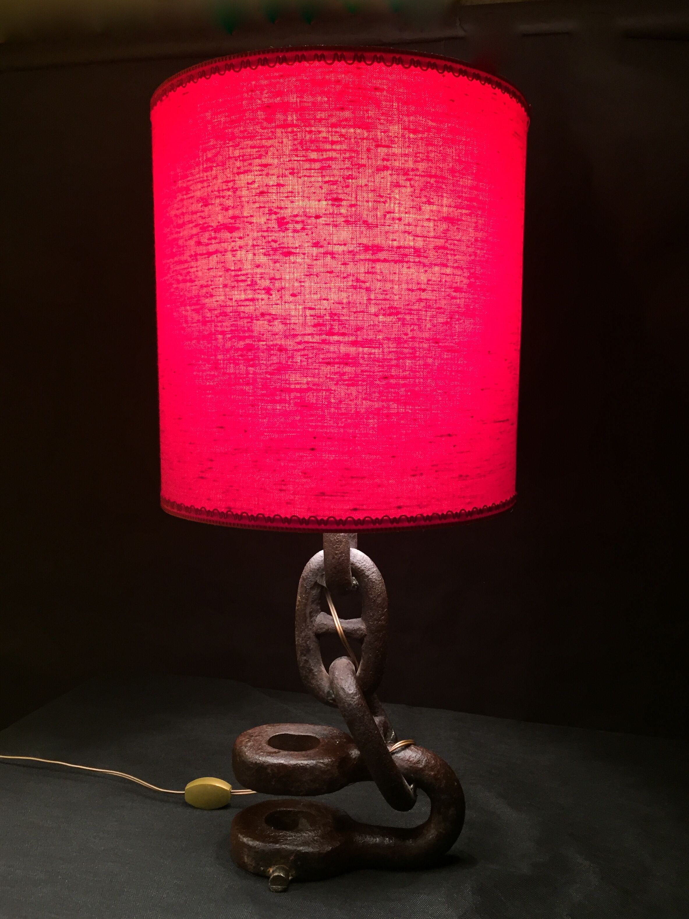 Vintage 1960s navy liner chain lamp red light