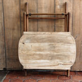Folding serving table, turned wood