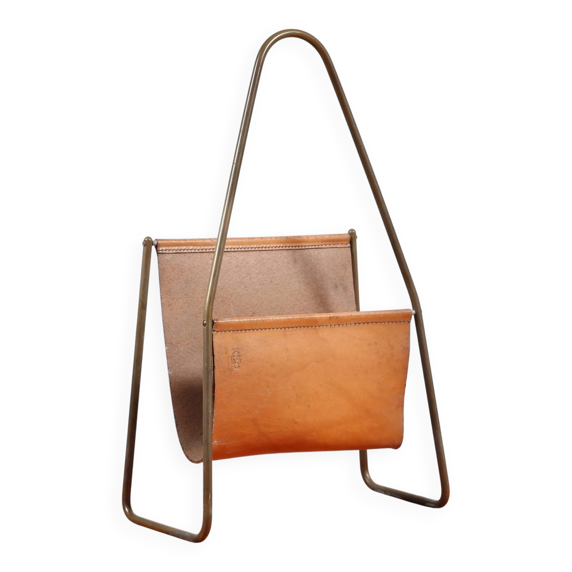 Carl Auböck magazine rack model 3808 leather