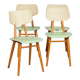 Suite de 4 chaises vintage en bois éditées par Ton 1960