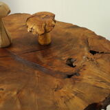 Vintage brutalist wood tree stump side table