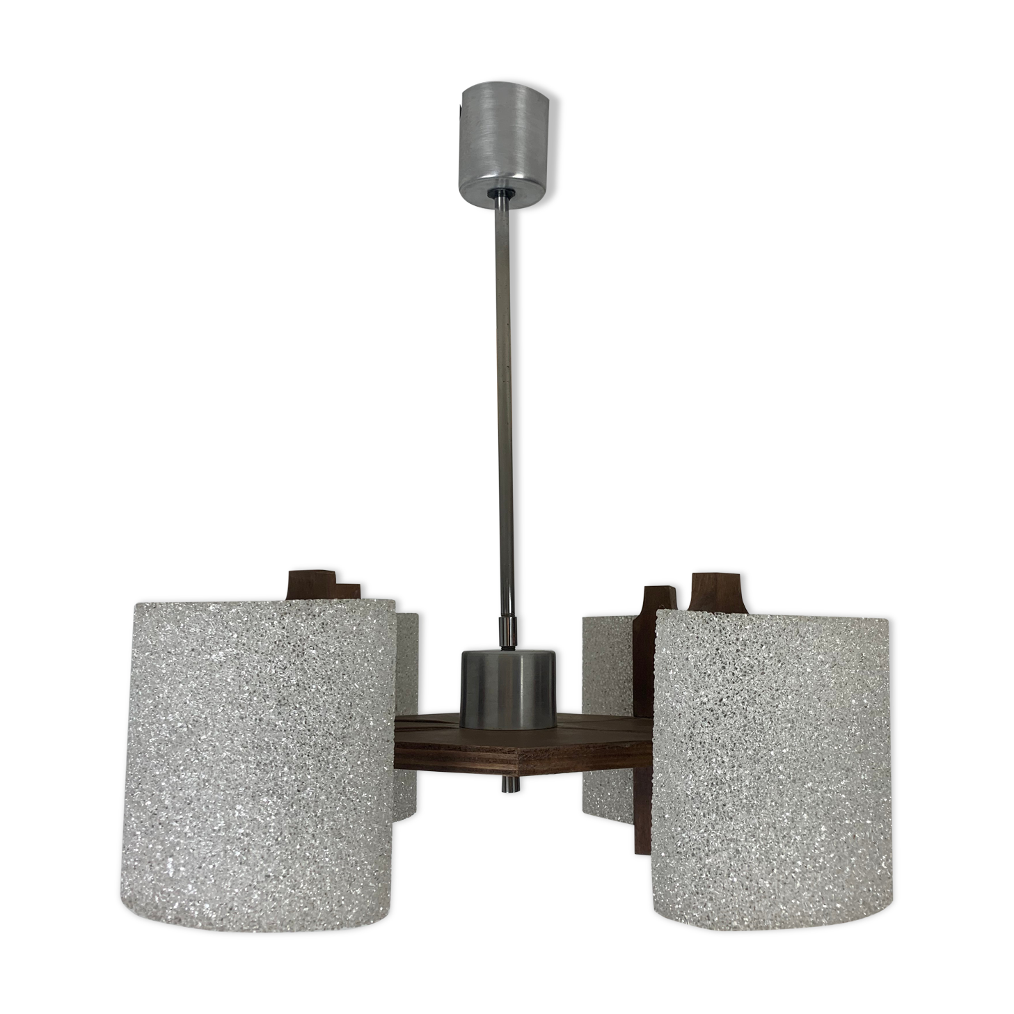 Scandinavian chandelier perspex and wood