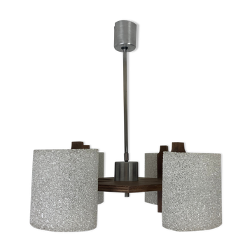 Scandinavian chandelier perspex and wood