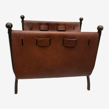 Leather magazine holder