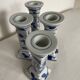 Set of 4 ceramic candle holders in white blue floral pattern