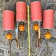 Large pair of wall sconces in brass and orange opaline glass