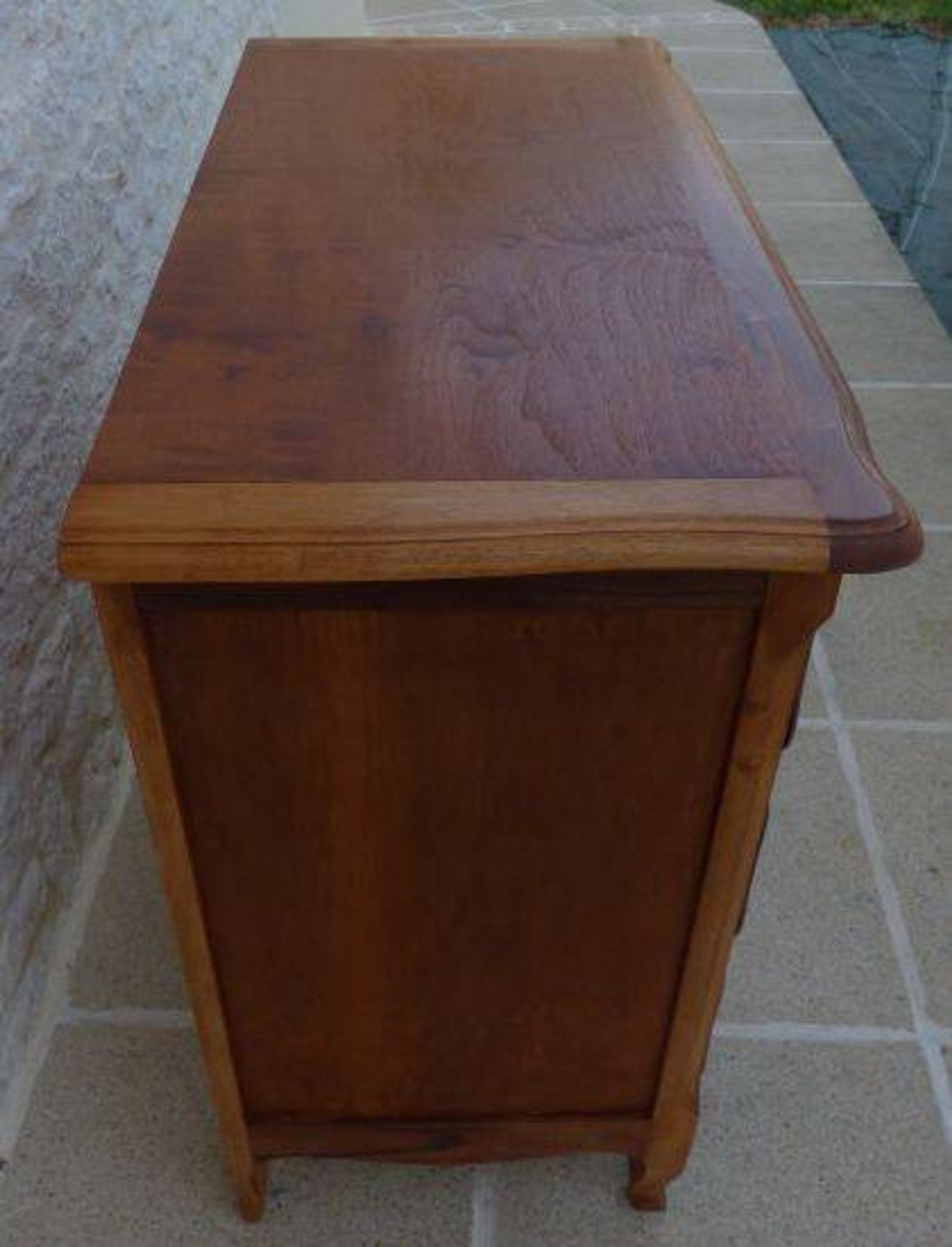 3-drawer solid natural wood chest of drawers with black handles - Completely restored