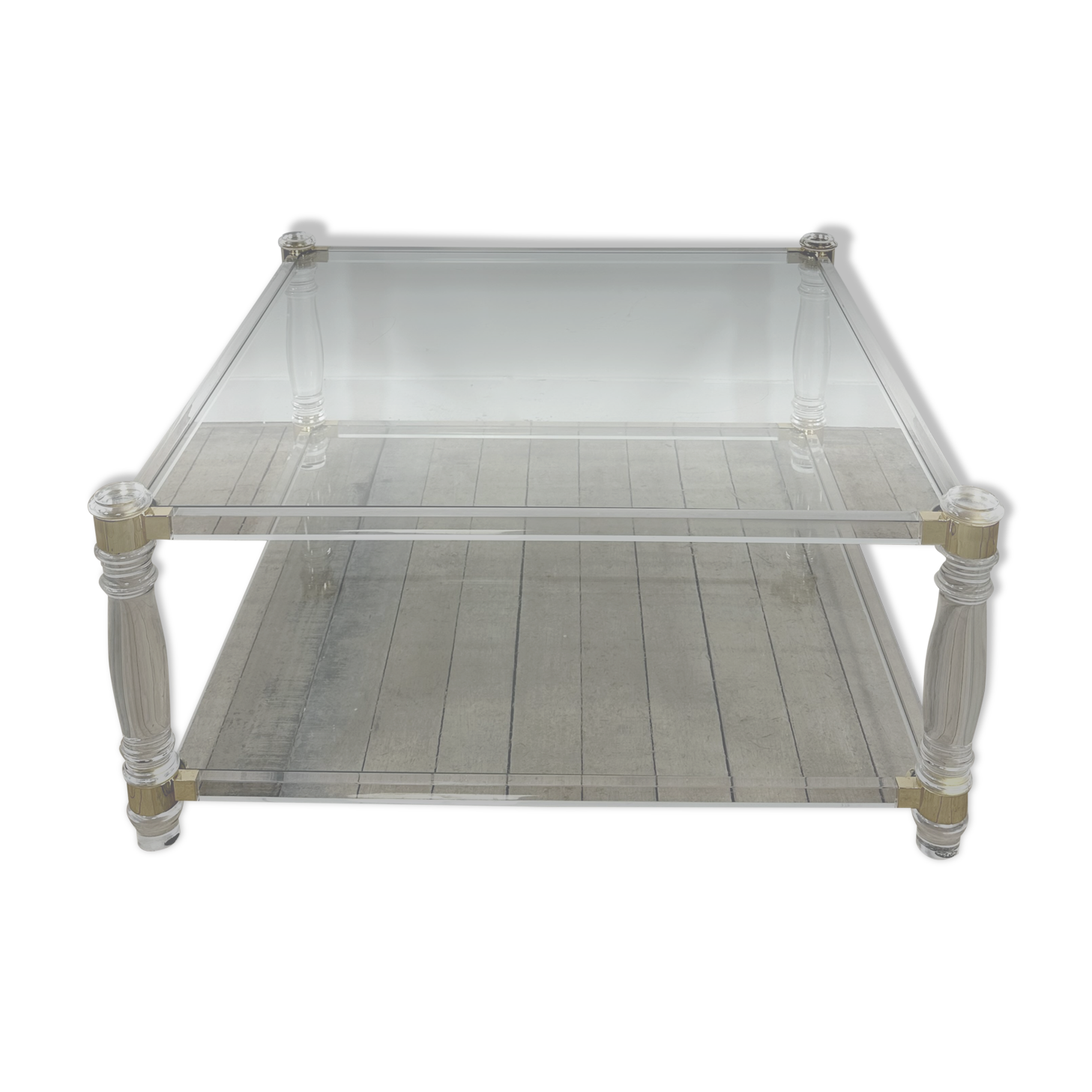 Table basse Hollywood Regency en altuglass et verre 1970'S