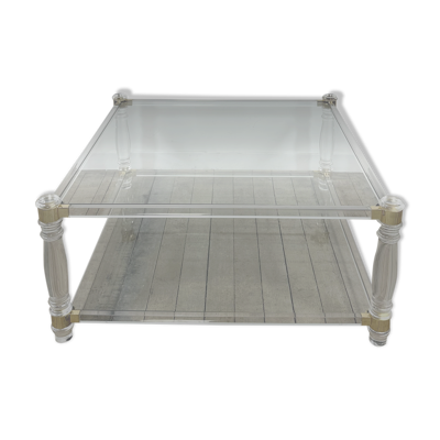 Table basse Hollywood Regency en altuglass et verre 1970'S