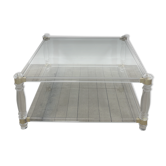 Table basse Hollywood Regency en altuglass et verre 1970'S