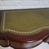 Biedermeier mahogany wall console table or desk with leather inlay top and drawer