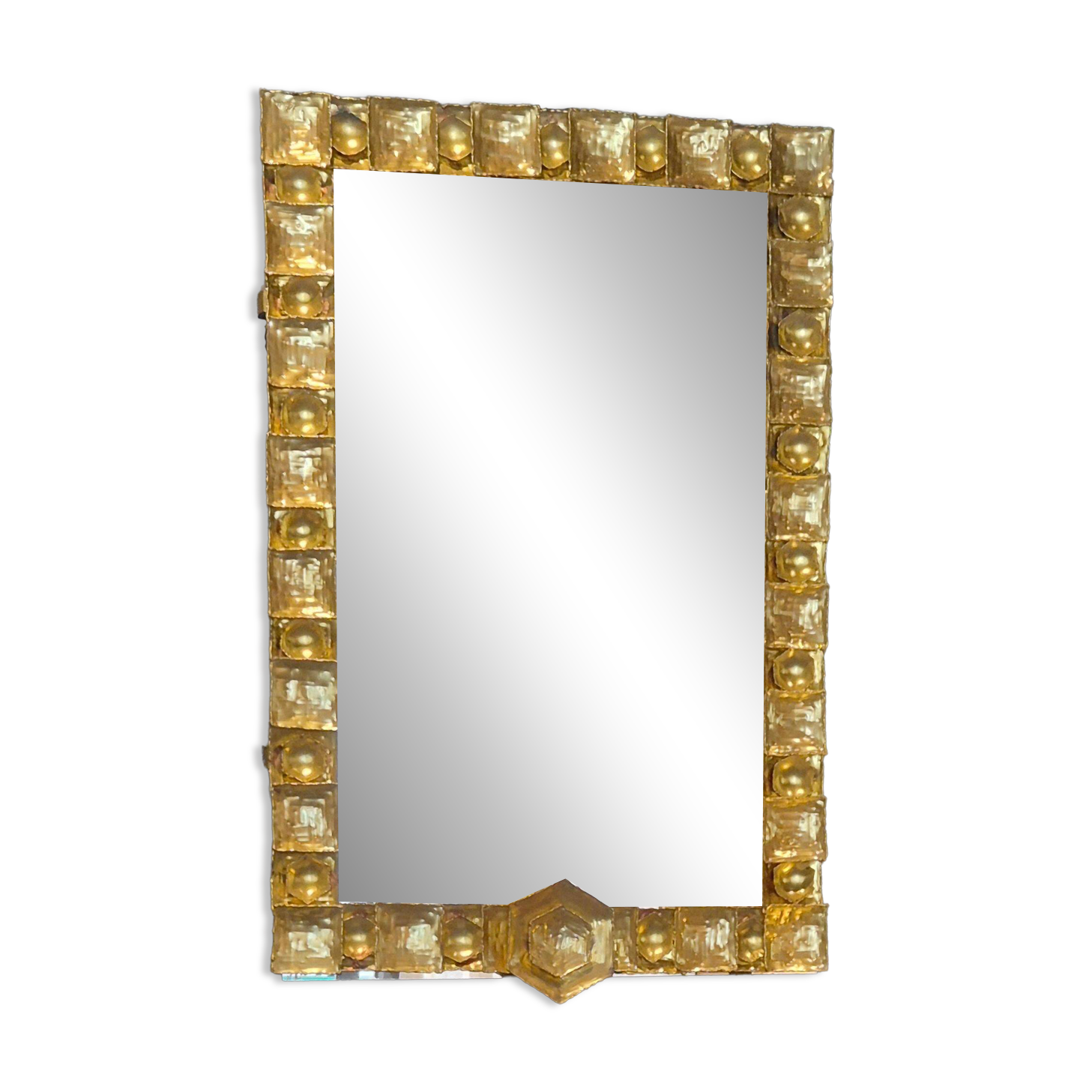 Miroir en laiton brutaliste par le bijoutier Claës E. Giertta (1926-2007), Suède, années 1970