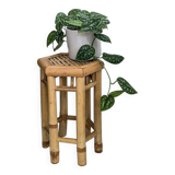 Table d'appoint vintage Tabouret de fleur Banc de fleur Mid Century Bambou Table de nuit Tabouret de