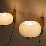 1970 brass and glass sconces pair