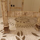 Console carved in wood and white bone