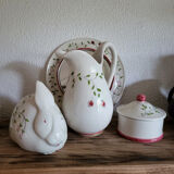 Set of 4 vintage earthenware pieces for bathroom