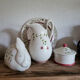 Set of 4 vintage earthenware pieces for bathroom
