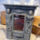 Antique mirror in sculpted slate with caryatids – 19th century