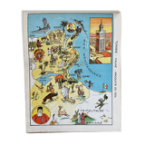 Affiche ancienne carte de Tunisie - 1931