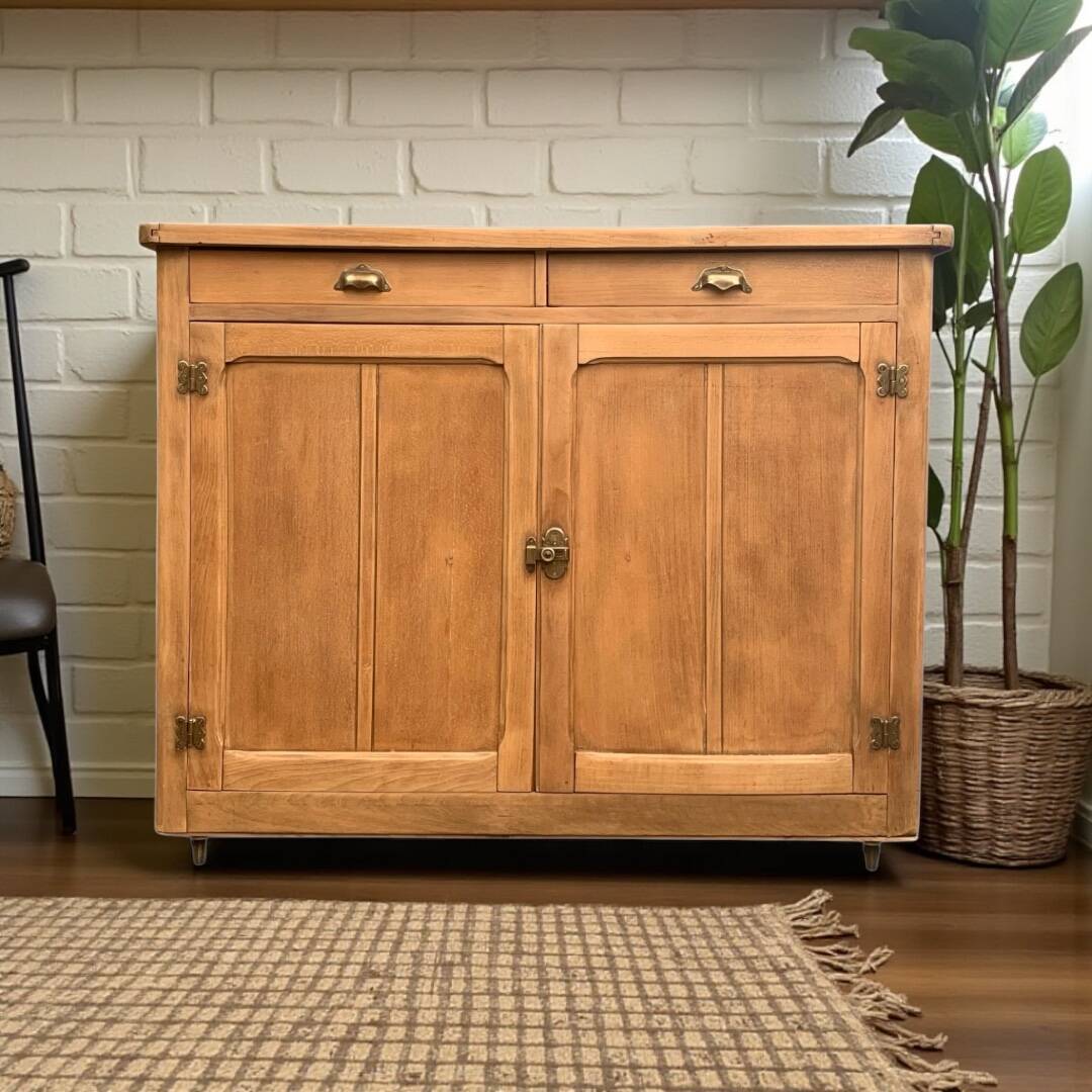 Grand Parisian buffet with billot and butterfly hinges, raw wood, 1930.