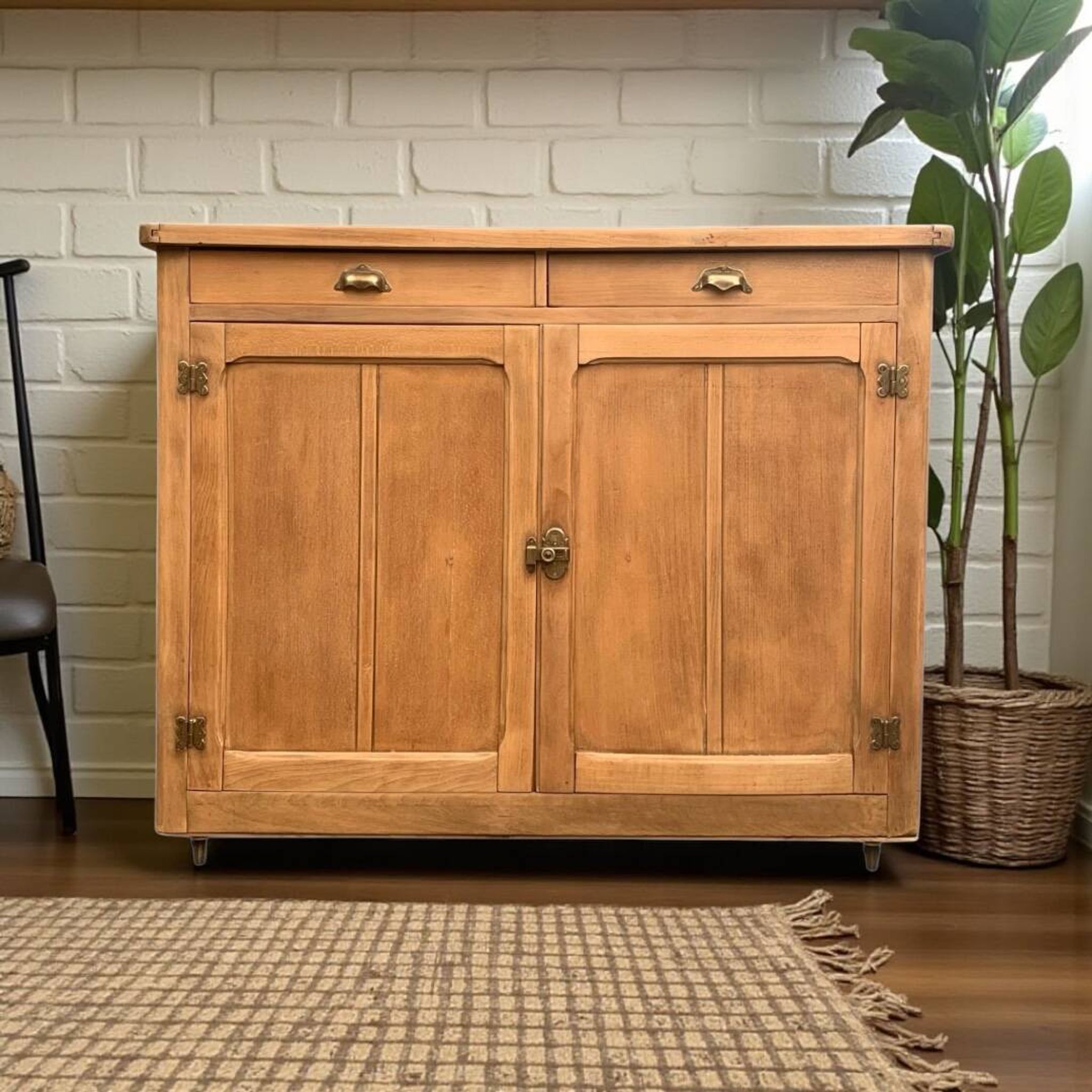Grand Parisian buffet with billot and butterfly hinges, raw wood, 1930.