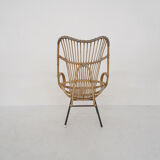 Rohe Noordwolde rattan and metal lounge chair, The Netherlands 1950's