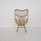 Fauteuil en rotin et en métal Rohe Noordwolde, Pays-Bas des années 1950