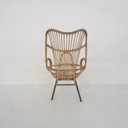 Rohe Noordwolde rattan and metal lounge chair, The Netherlands 1950's